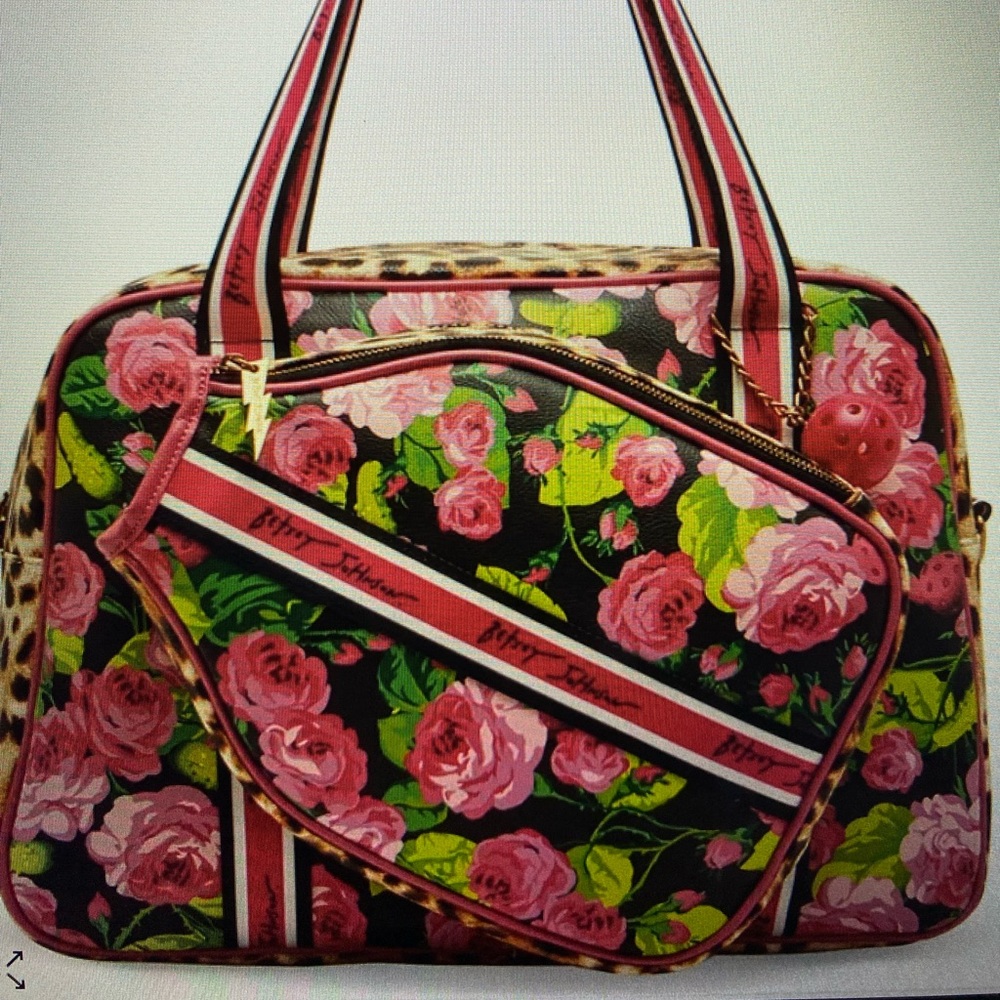 Betsey Johnson “In A Pickle” Bag &Front Racket Holder Extra Large Duffel Bag NWT